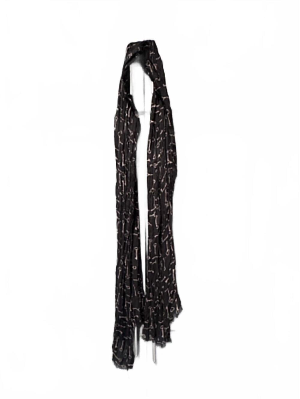 Lightweight Black Scarf with Subtle Key Pattern
